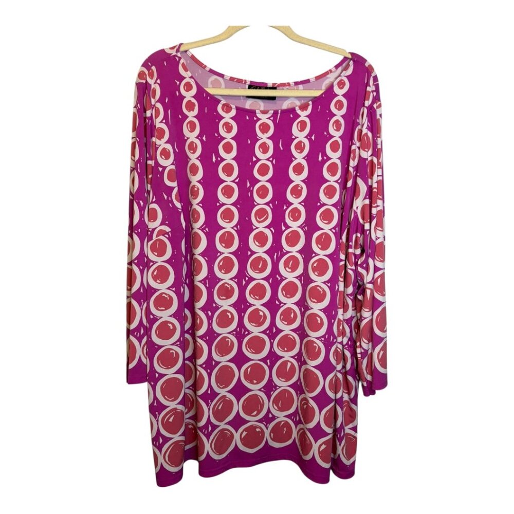 Bob Mackie Art to Wear Blouse Women's Size 4X Tunic‎ Dress 60s Tribal Pink White